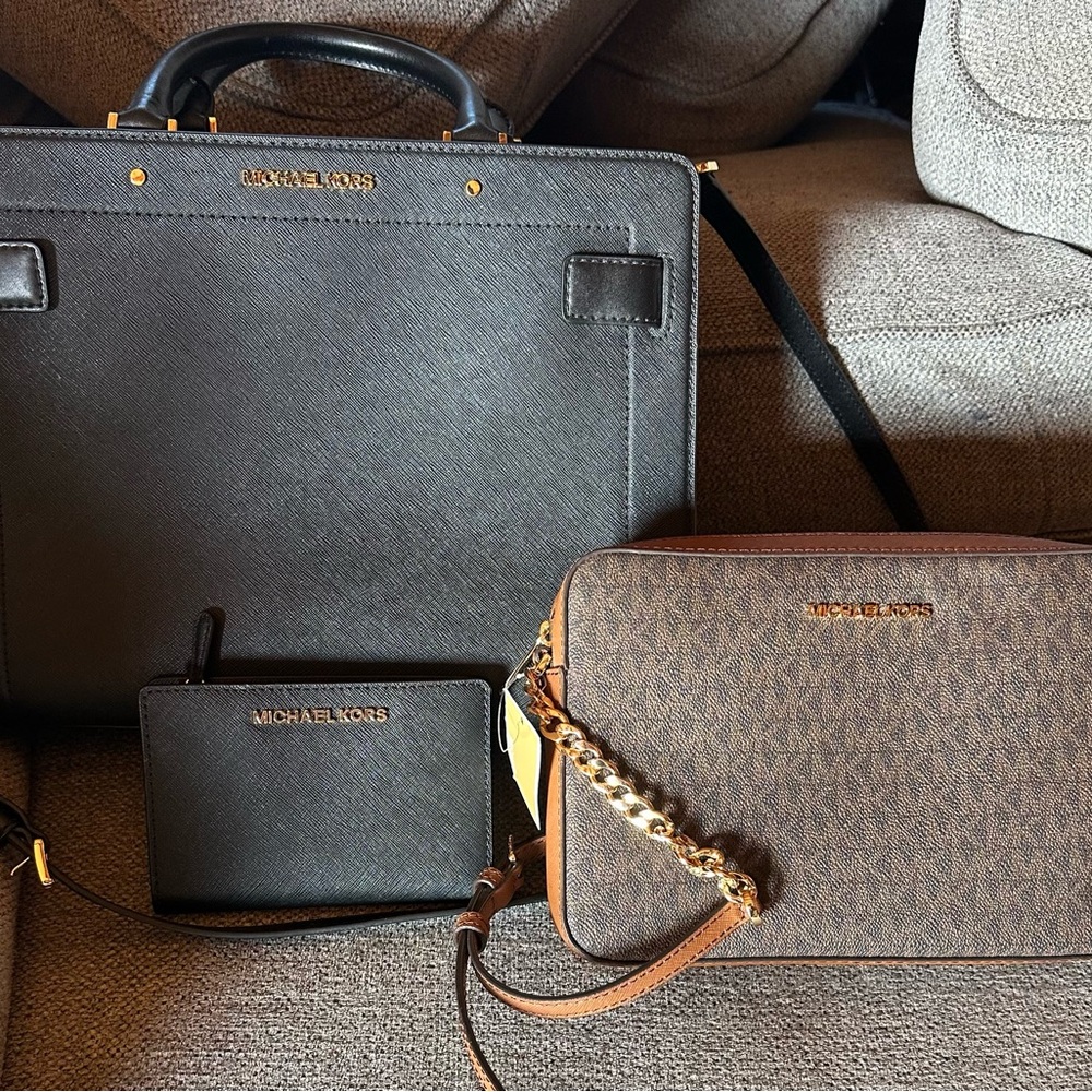 Michael Kors Black and Brown Men's Briefcase Set